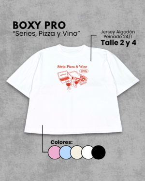 Remera Boxy | Series, Pizza y Vino