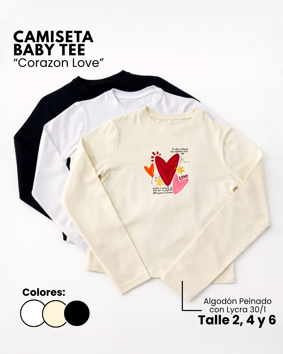 Camiseta Baby Tee | Corazón Love