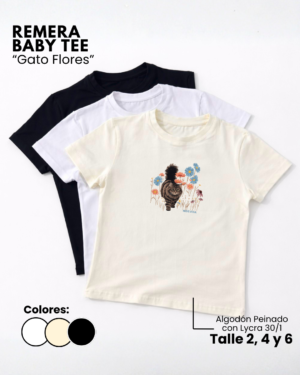 Remera Baby Tee | Gato Flores