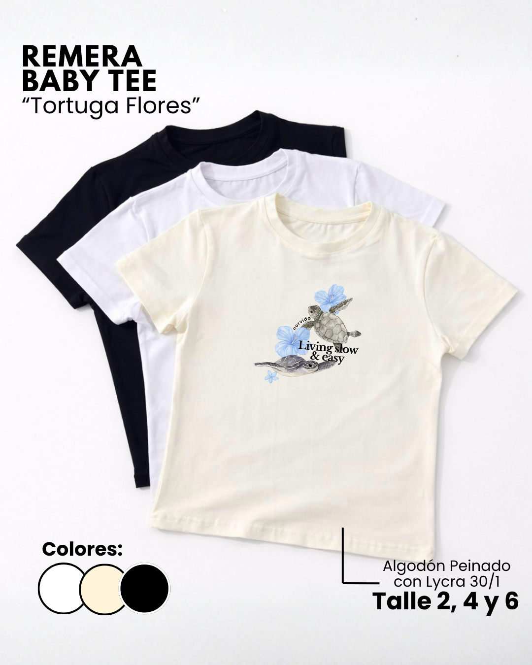 Remera Baby Tee | Tortuga Flores