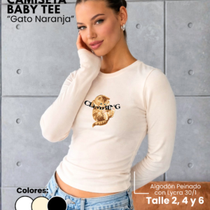 Camiseta Baby Tee | Gato Naranja