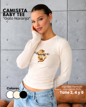 Camiseta Baby Tee | Gato Naranja