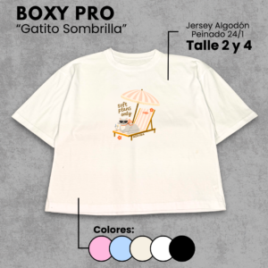 Remera Boxy | Gatito Sombrilla