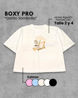 Remera Boxy | Gatito Sombrilla